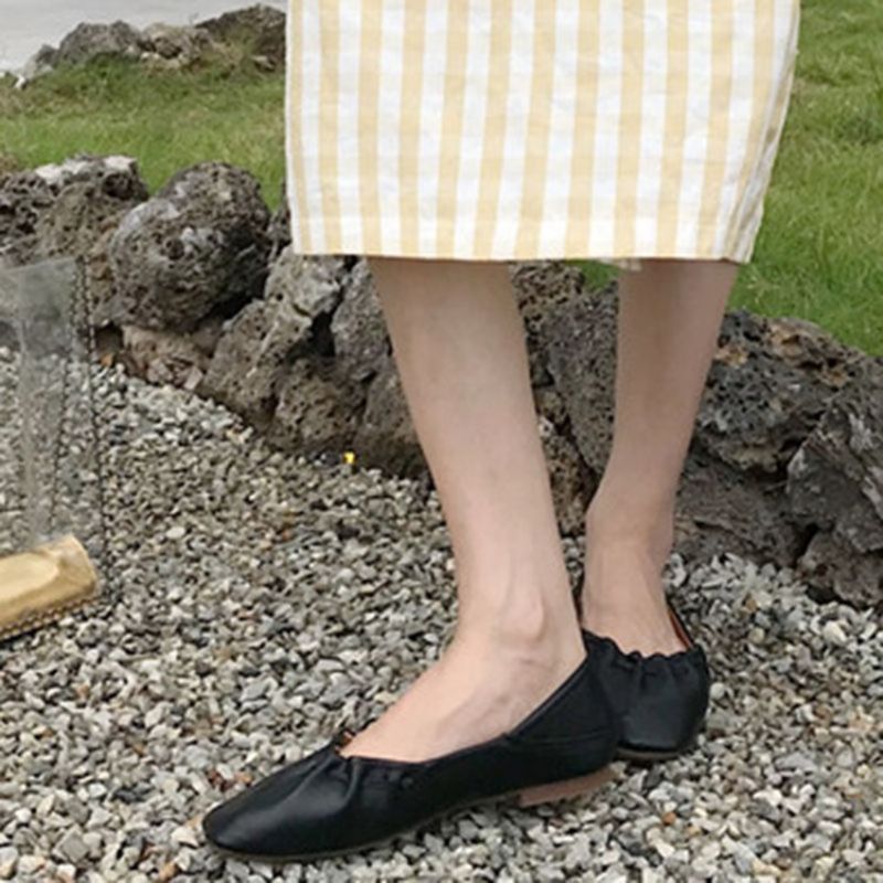 Pu Neliömäinen Varvas Slip-On Block Heel Naisten Tasaiset