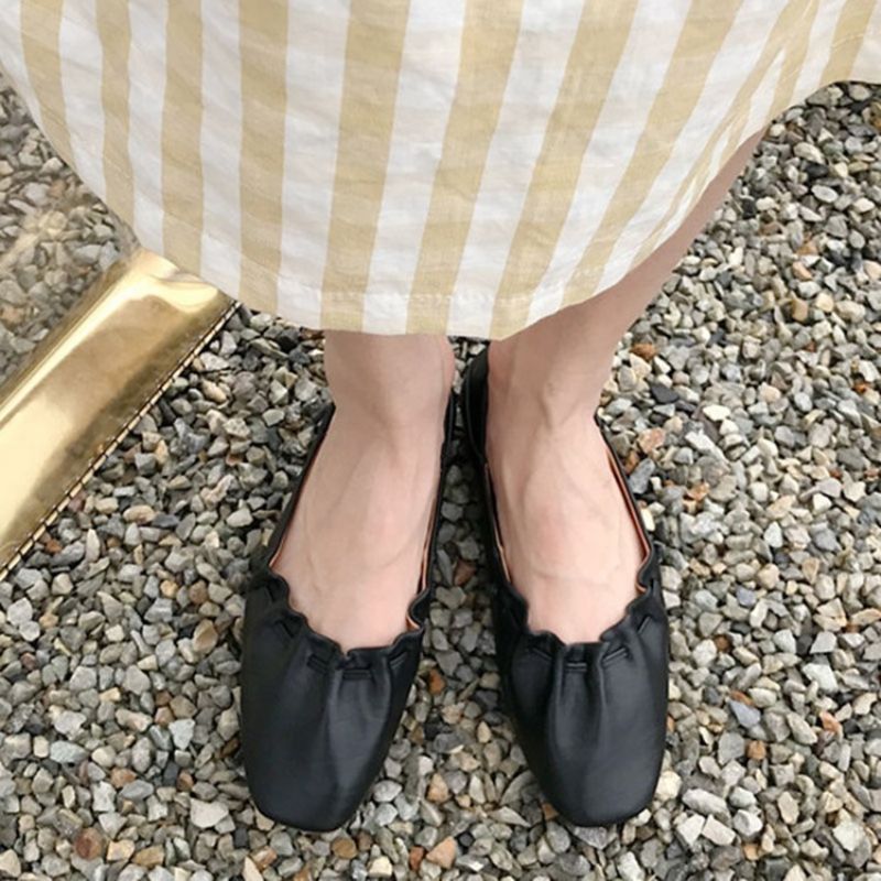 Pu Neliömäinen Varvas Slip-On Block Heel Naisten Tasaiset