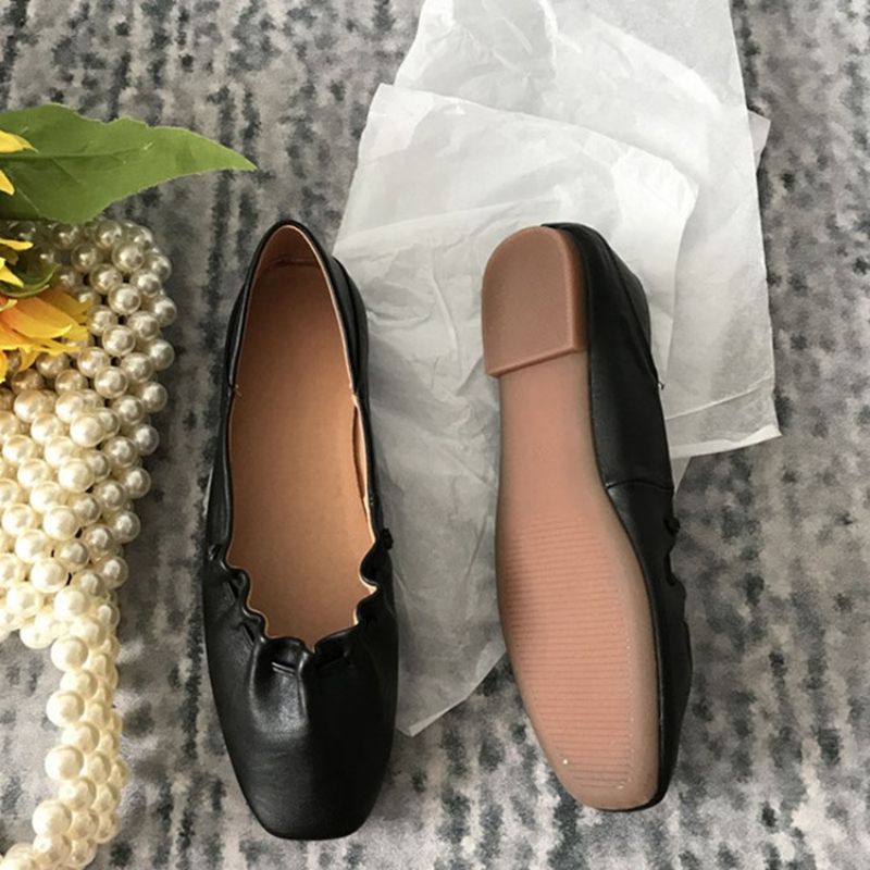 Pu Neliömäinen Varvas Slip-On Block Heel Naisten Tasaiset