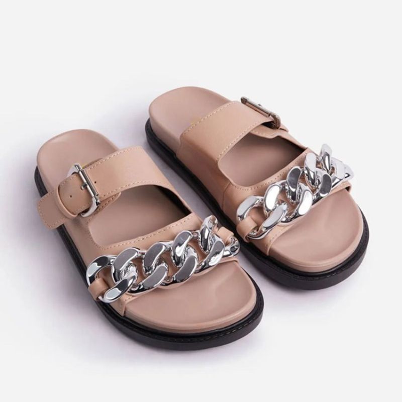 Slip-On Flip Flop Tasainen Pvc-Tossuilla