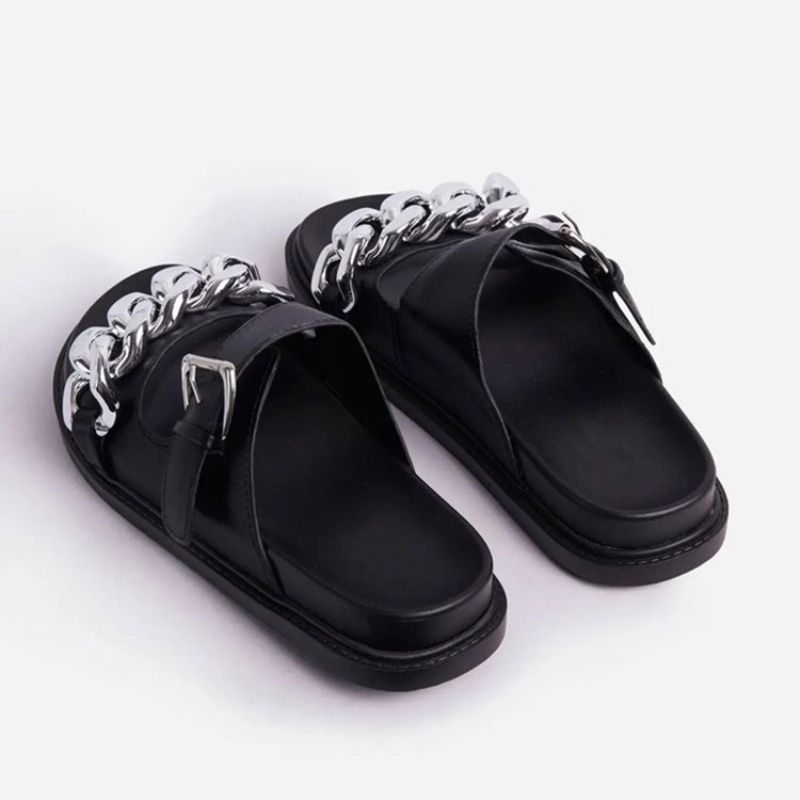 Slip-On Flip Flop Tasainen Pvc-Tossuilla