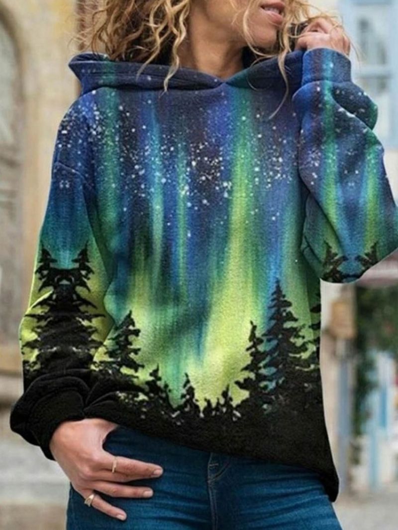 Galaxy Print Regular Fleece Standard Naisten Huppari