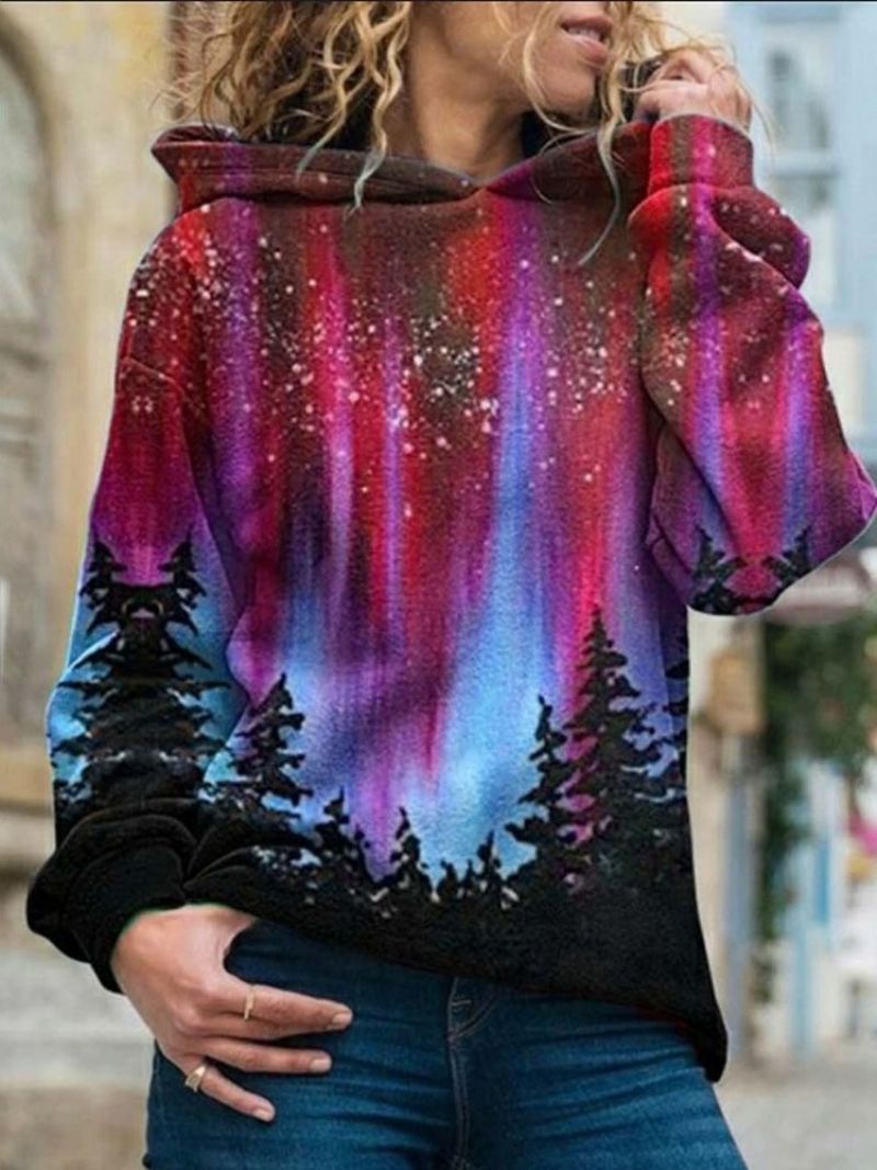 Galaxy Print Regular Fleece Standard Naisten Huppari