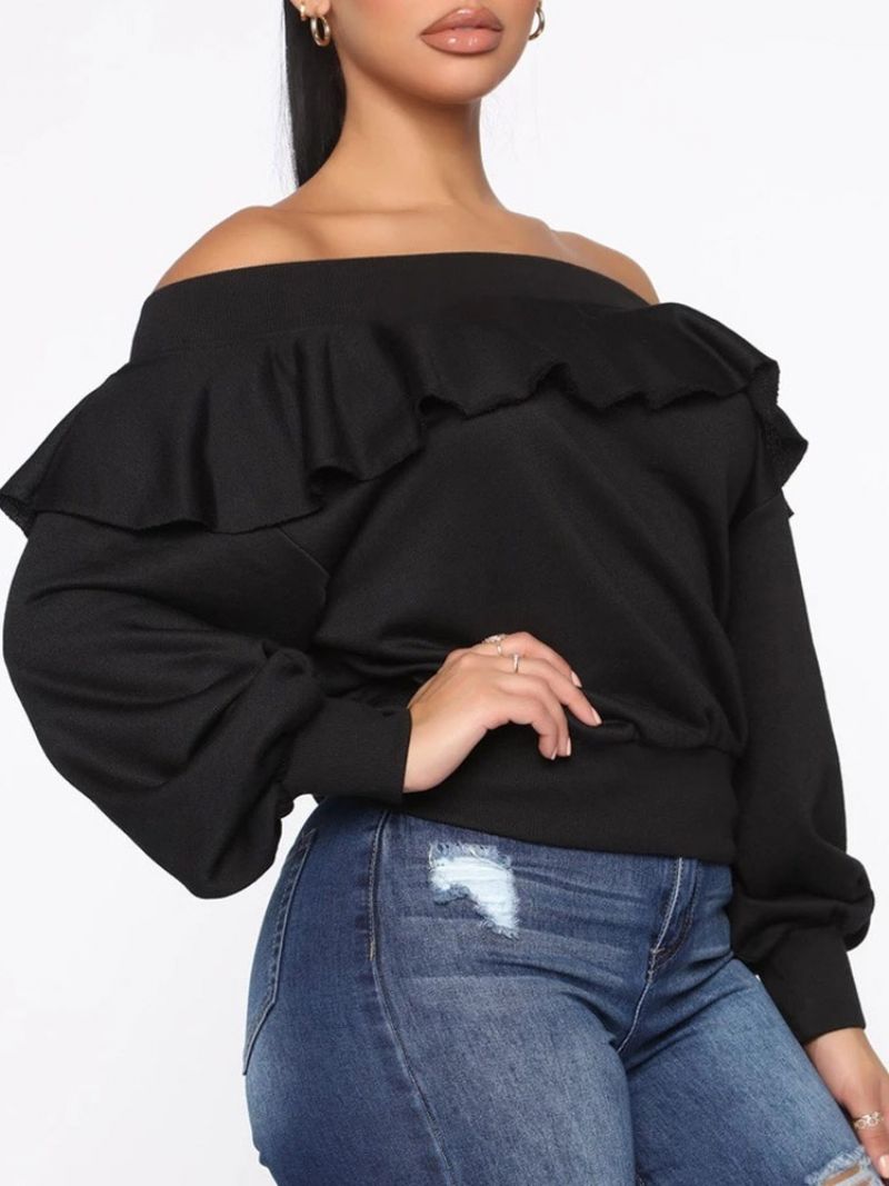 Tavallinen Falbala Off Shoulder Fall Huppari