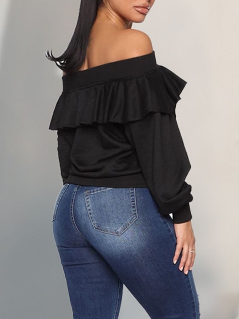 Tavallinen Falbala Off Shoulder Fall Huppari