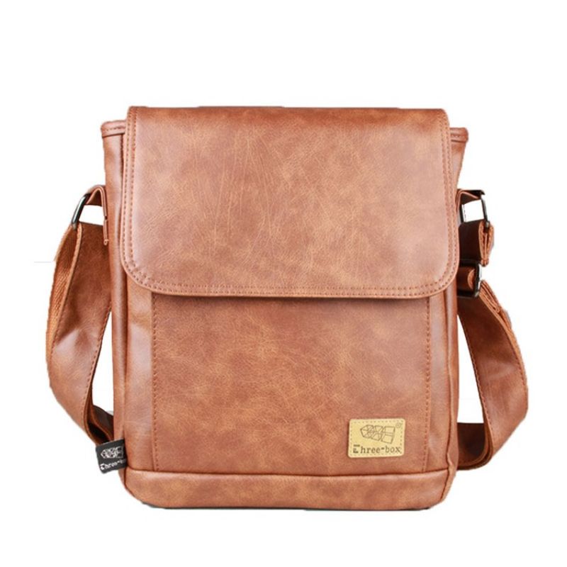 Pu Thread Plain Square Miesten Crossbody Laukut