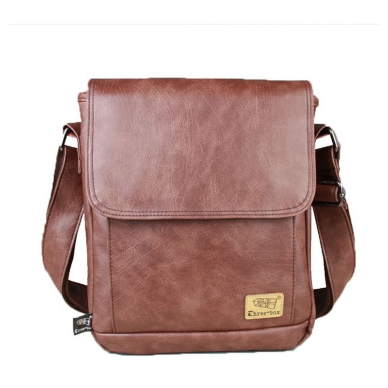 Pu Thread Plain Square Miesten Crossbody Laukut