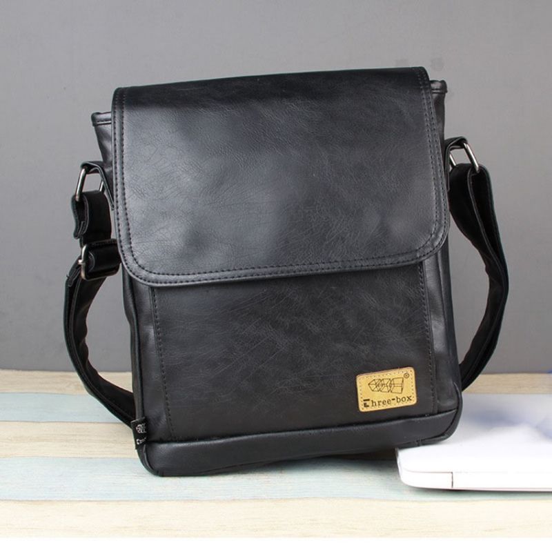 Pu Thread Plain Square Miesten Crossbody Laukut