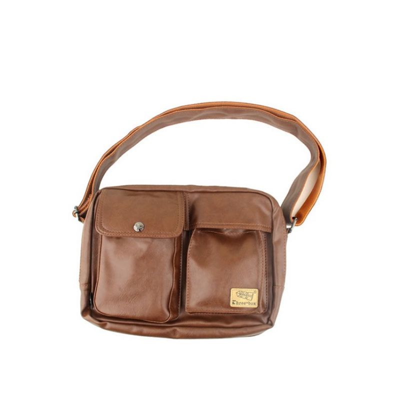 Tavalliset Pu Thread Square Miesten Crossbody Laukut