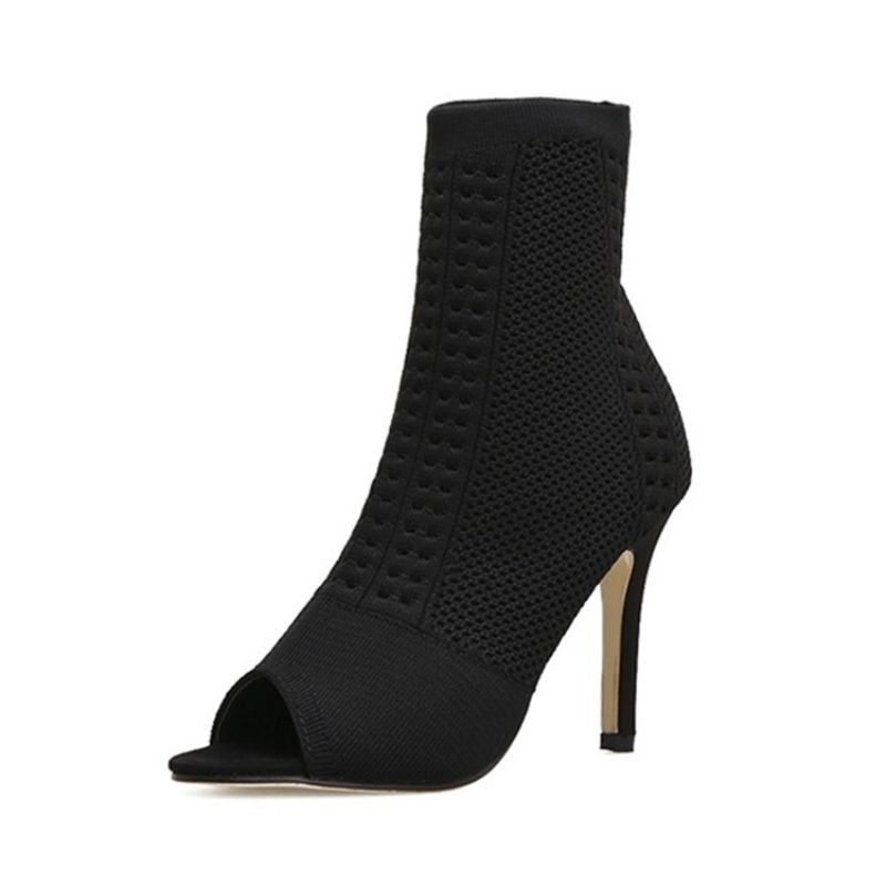 Peep Toe Plain Stiletto Heel Western Saappaat