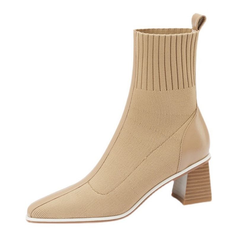 Plain Chunky Heel Slip-On Western Saappaat