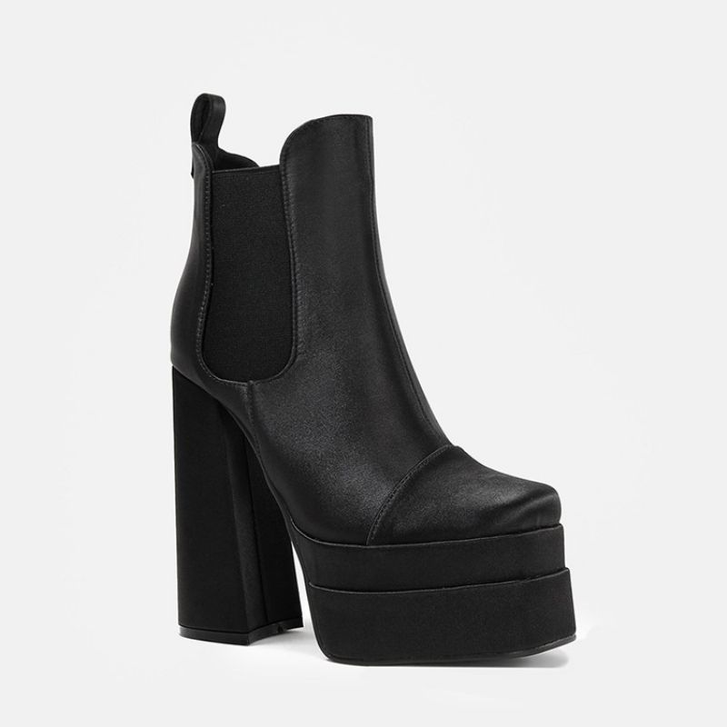 Slip-On Chunky Heel Color Block Western-Saappaat