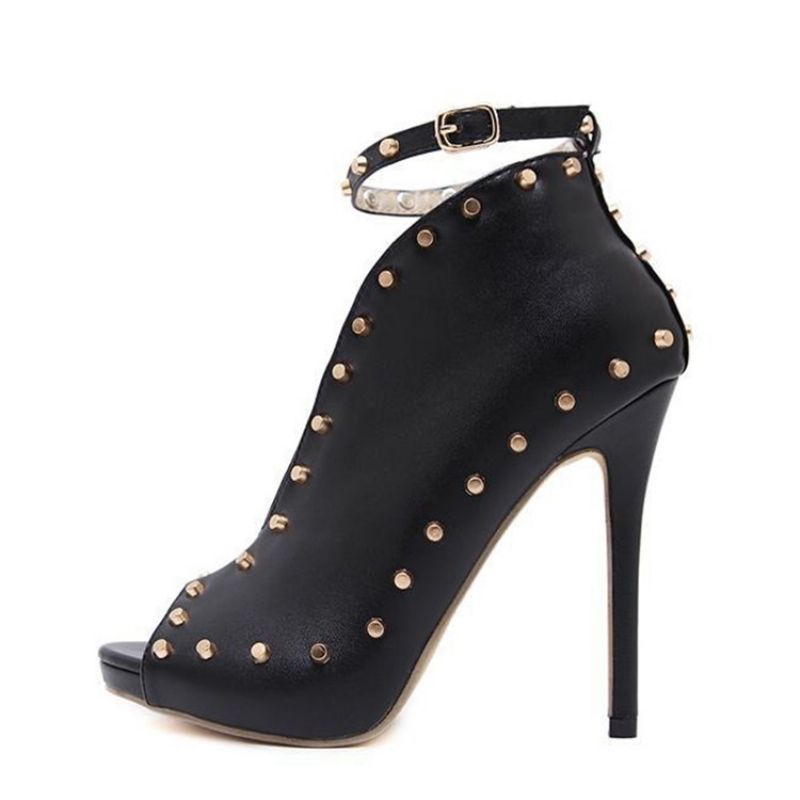 Stiletto Heel Plain Peep Toe Stiletto Heel Western Saappaat