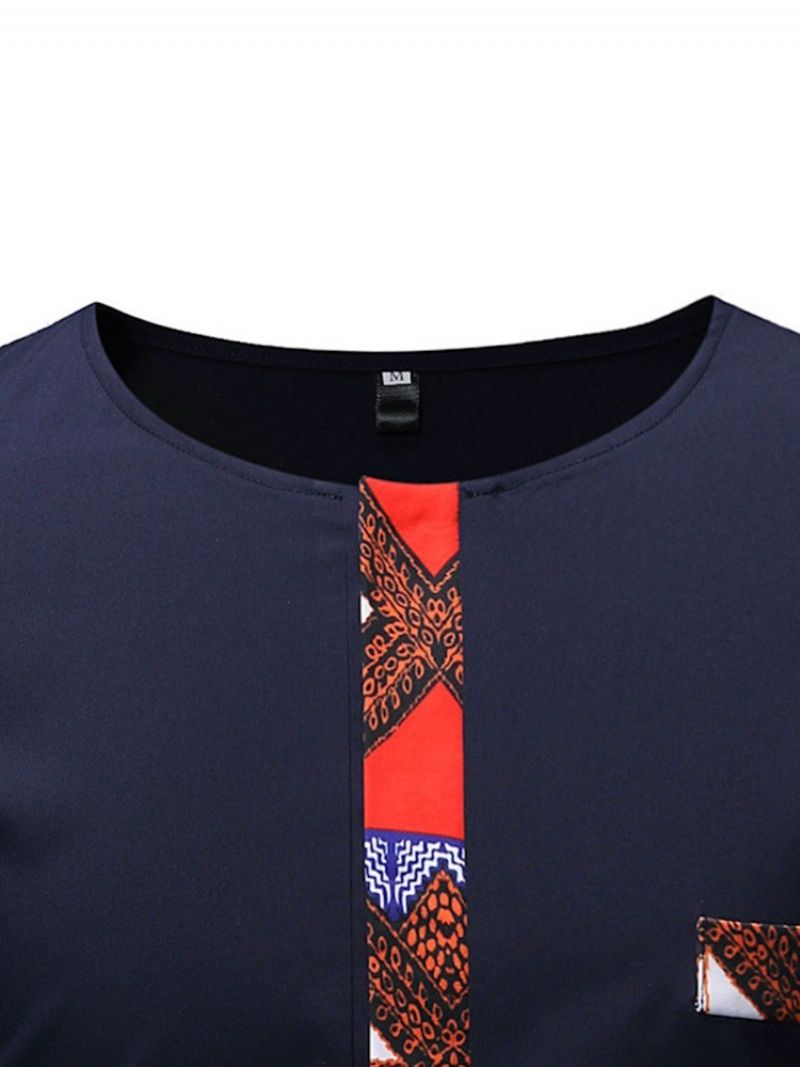 African Muoti Dashiki Color Block Patchwork Casual Miesten T-Paita