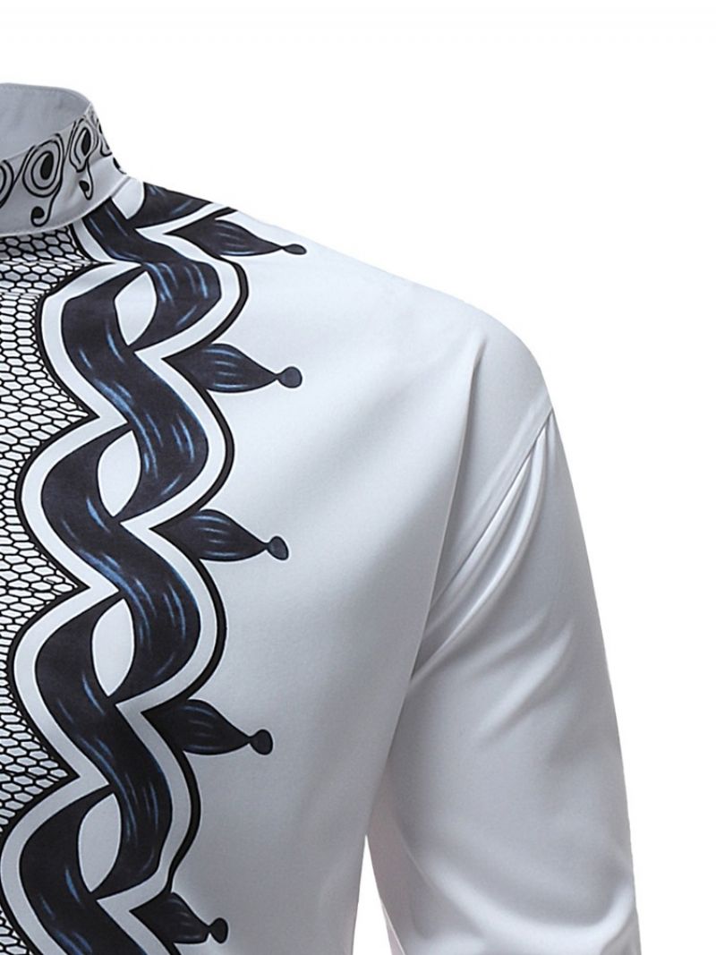 African Muoti Dashiki Stand Collar Miesten Löysä Paita