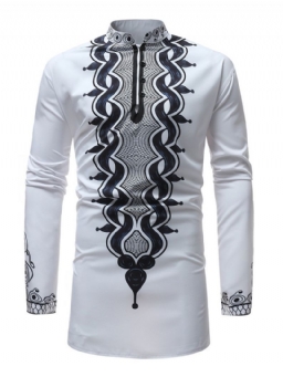 African Muoti Dashiki Stand Collar Miesten Löysä Paita