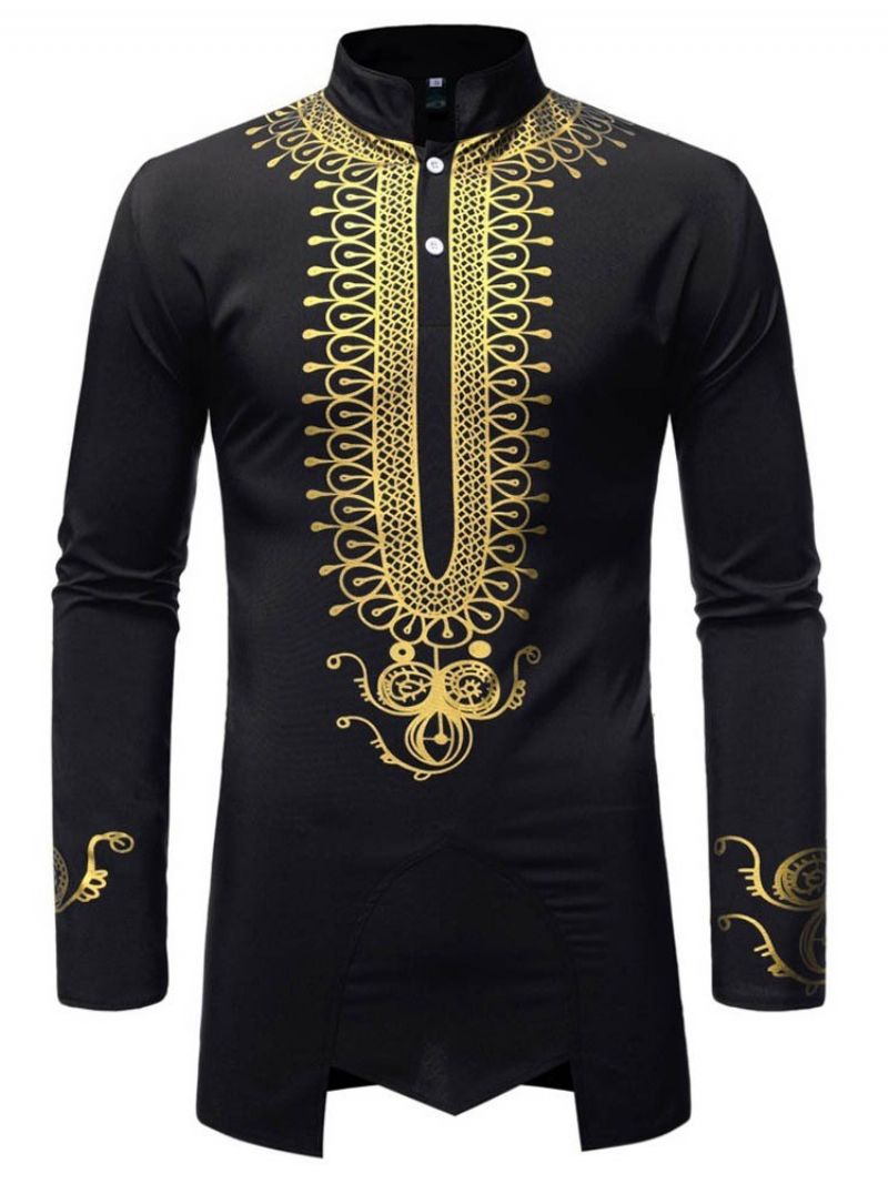 African Muoti Dashiki Stand Collar Miesten Ohut Paita