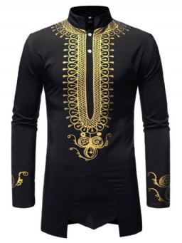 African Muoti Dashiki Stand Collar Miesten Ohut Paita