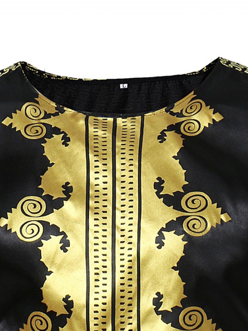 Afrikkalainen Muoti Dashiki Painettu Slim Color Block Miesten Paidat