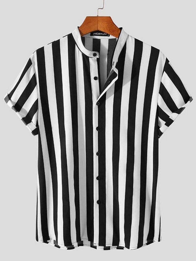 Button Casual Stripe Micro-Easticmiesten Ohut Paita