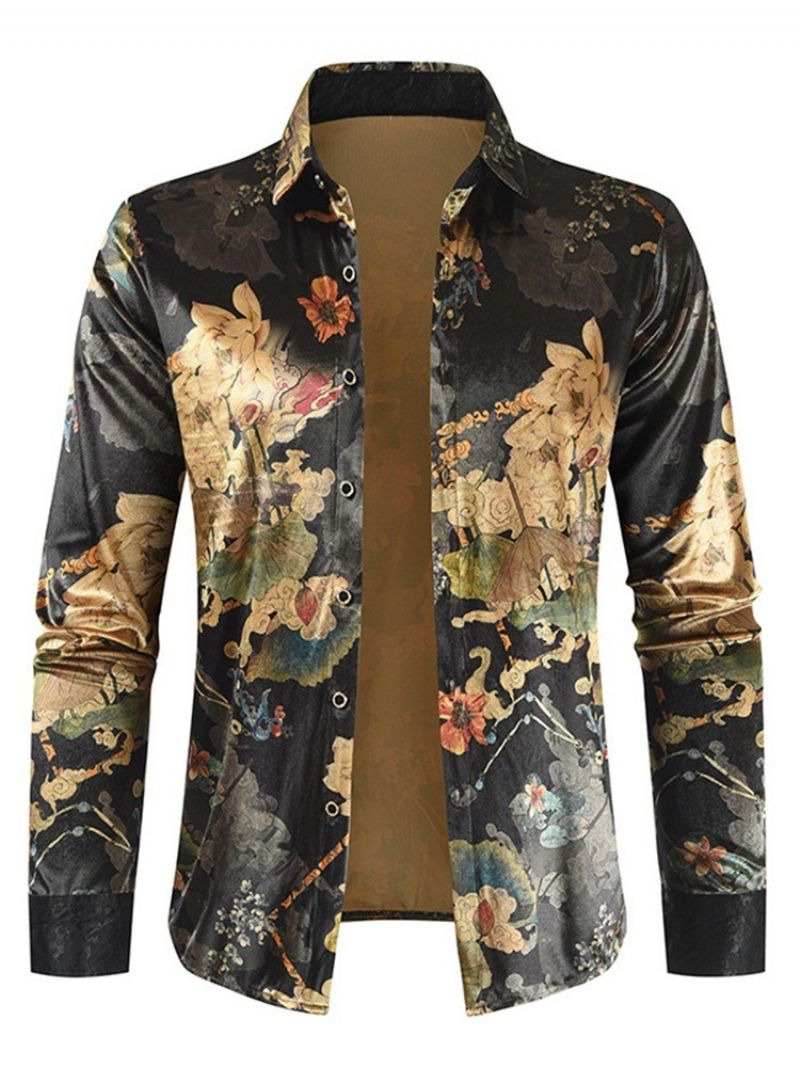 Lapel Casual Print Casual Slim Fall Shirt