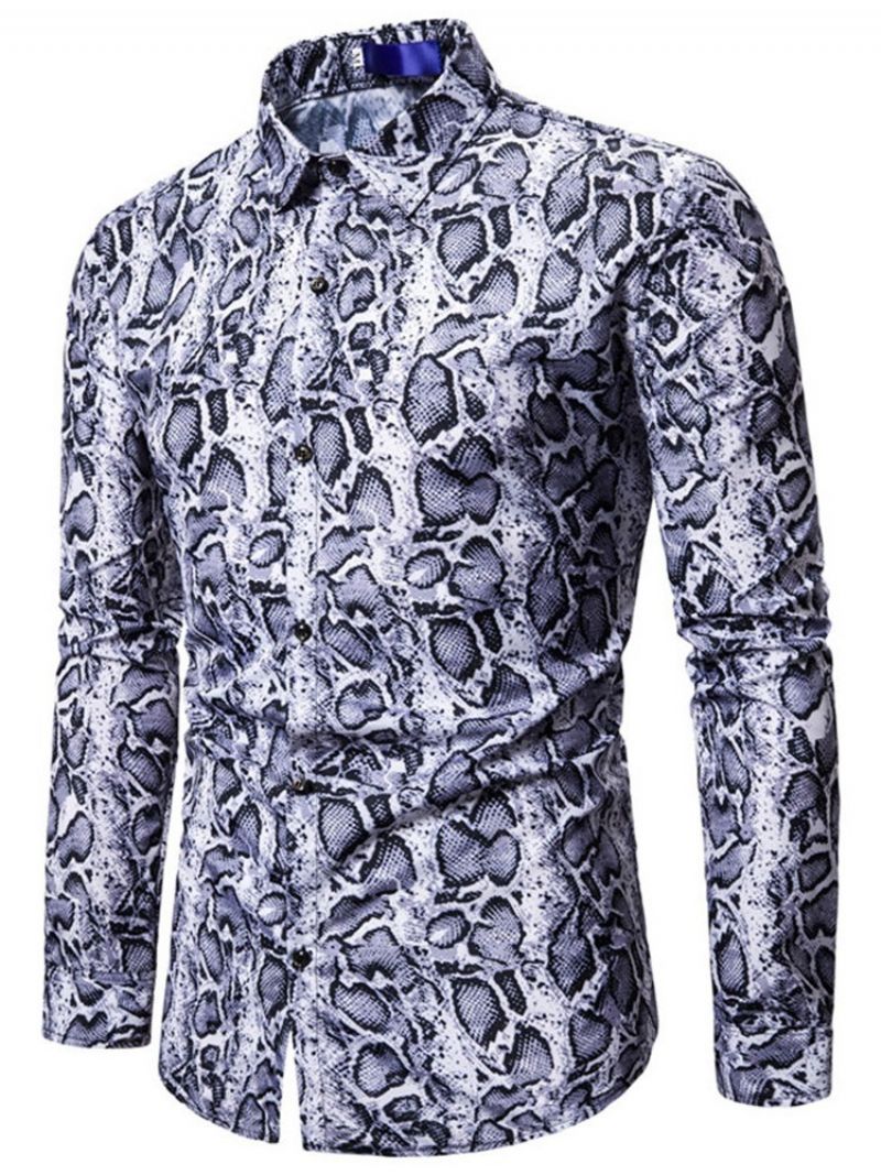 Lapel Casual Print Slim Fall Shirt