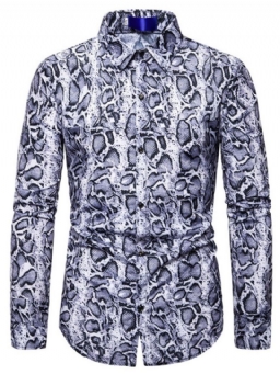 Lapel Casual Print Slim Fall Shirt