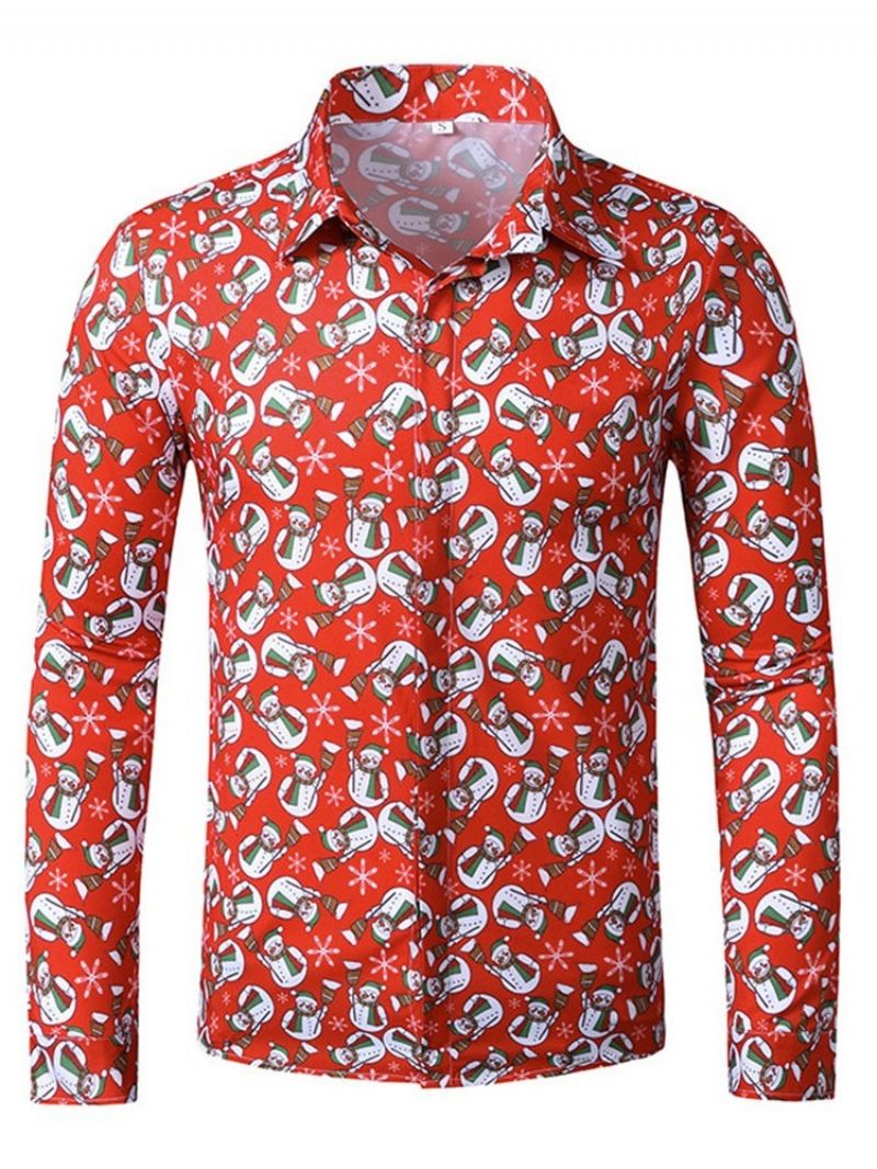 Lapel European Print Fall Slim Shirt