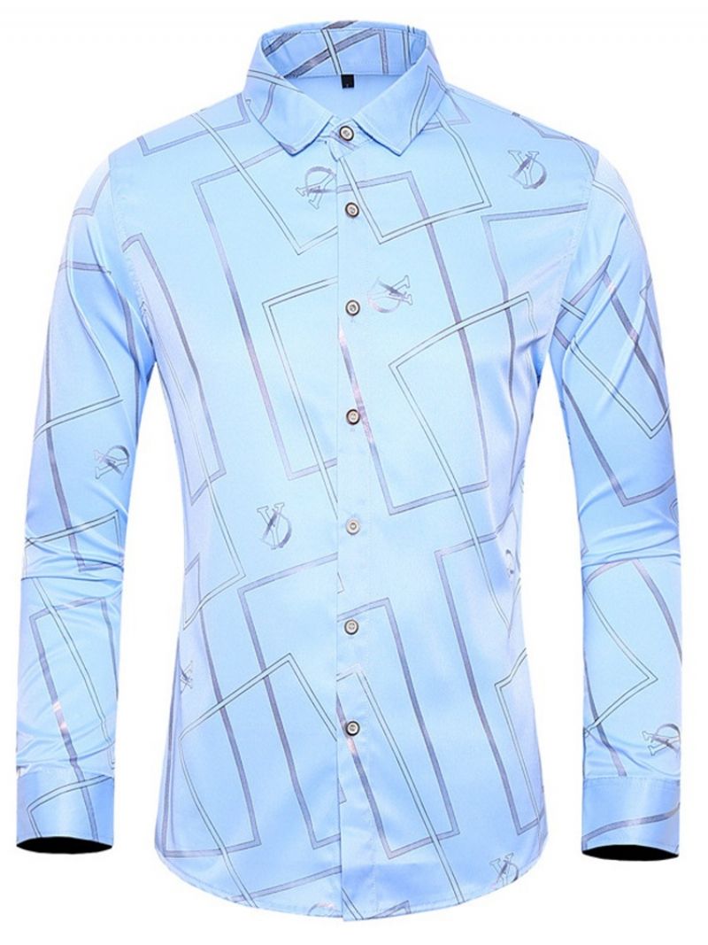 Lapel Print Muoti Slim Fall Shirt