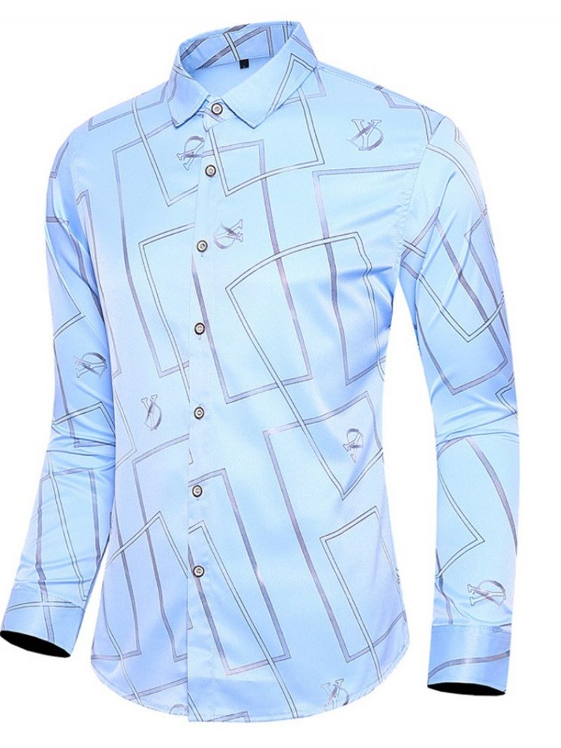 Lapel Print Muoti Slim Fall Shirt