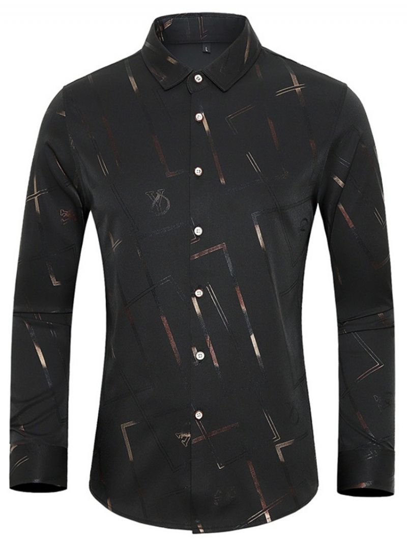 Lapel Print Muoti Slim Fall Shirt