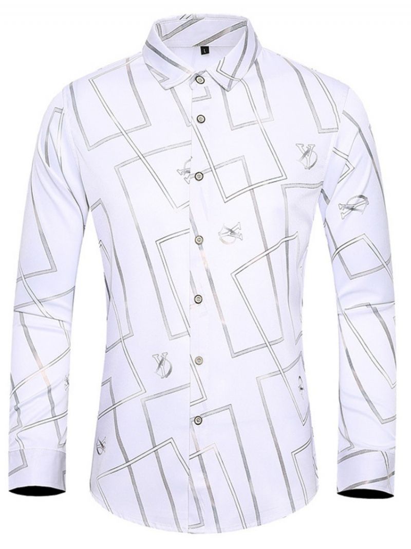 Lapel Print Muoti Slim Fall Shirt