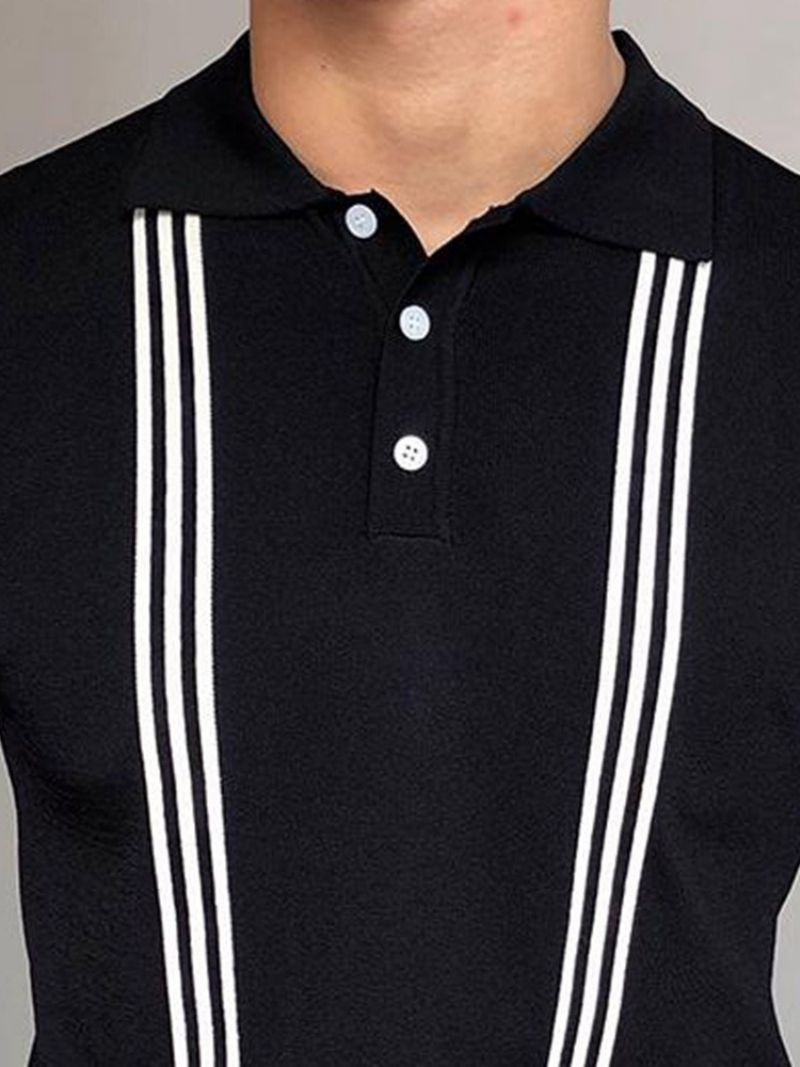 Lapel Stripe Casual Poolopaita