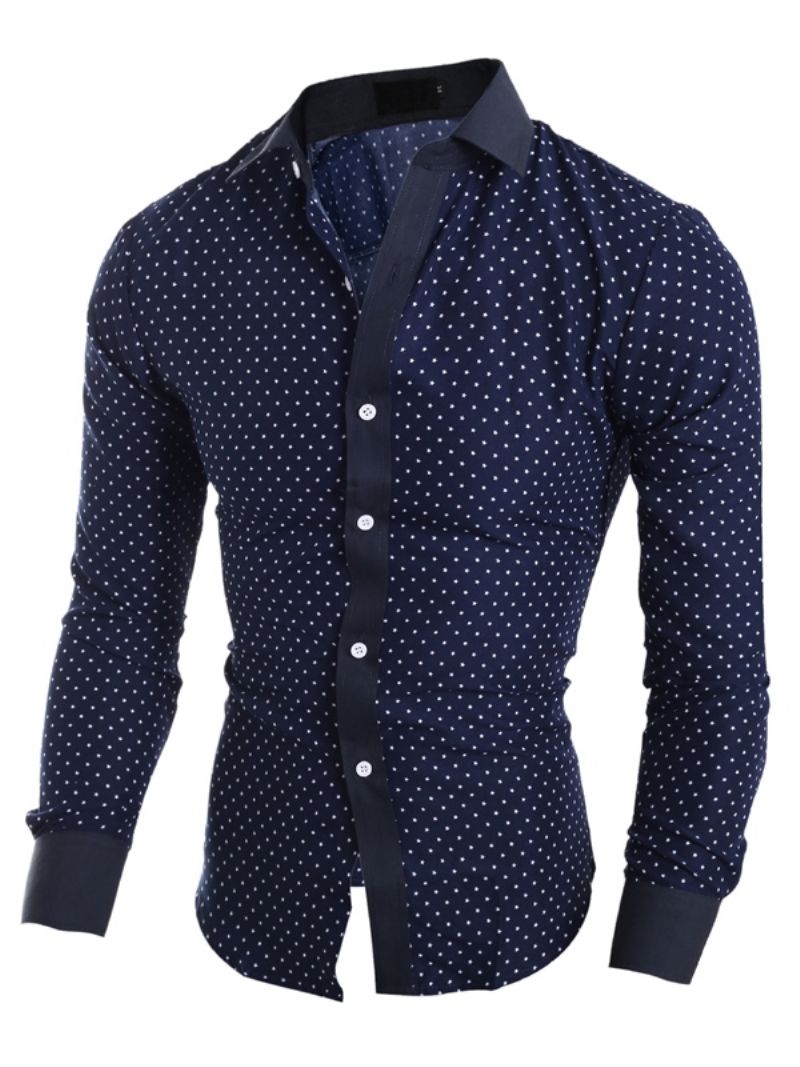 Miesten Vaatteet Polka Dots Star Printillä Varustettu Slim Fit Paita