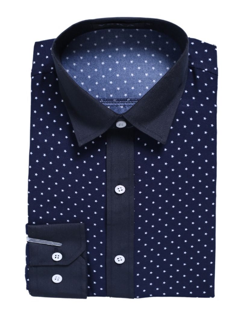 Miesten Vaatteet Polka Dots Star Printillä Varustettu Slim Fit Paita