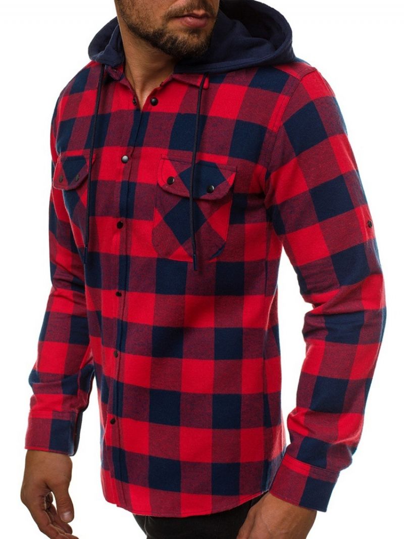 Plaid Pocket England Slim Single-Breasted Paita