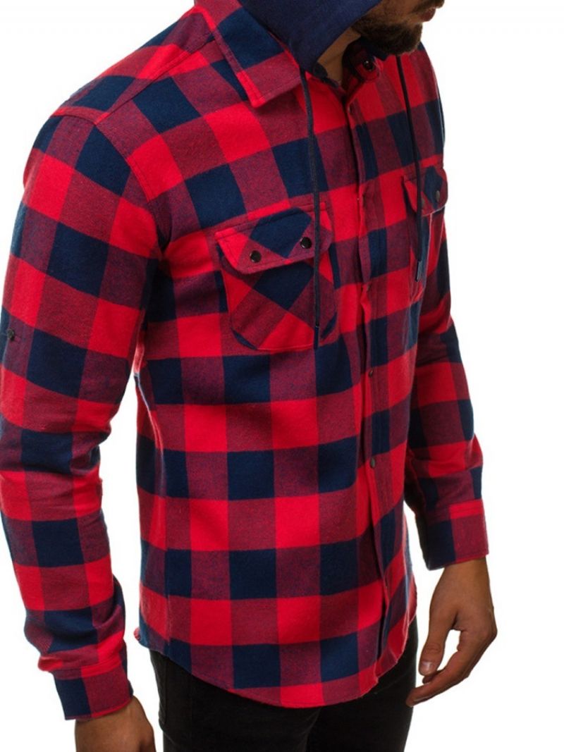 Plaid Pocket England Slim Single-Breasted Paita