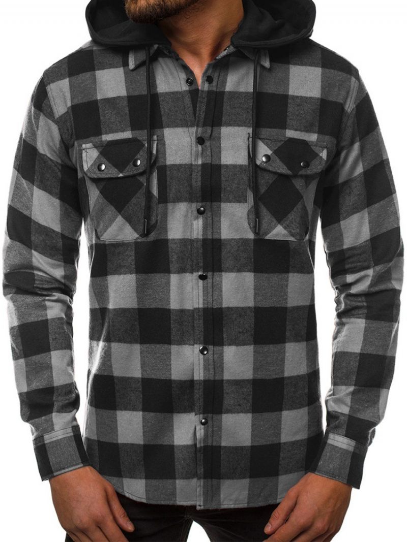 Plaid Pocket England Slim Single-Breasted Paita