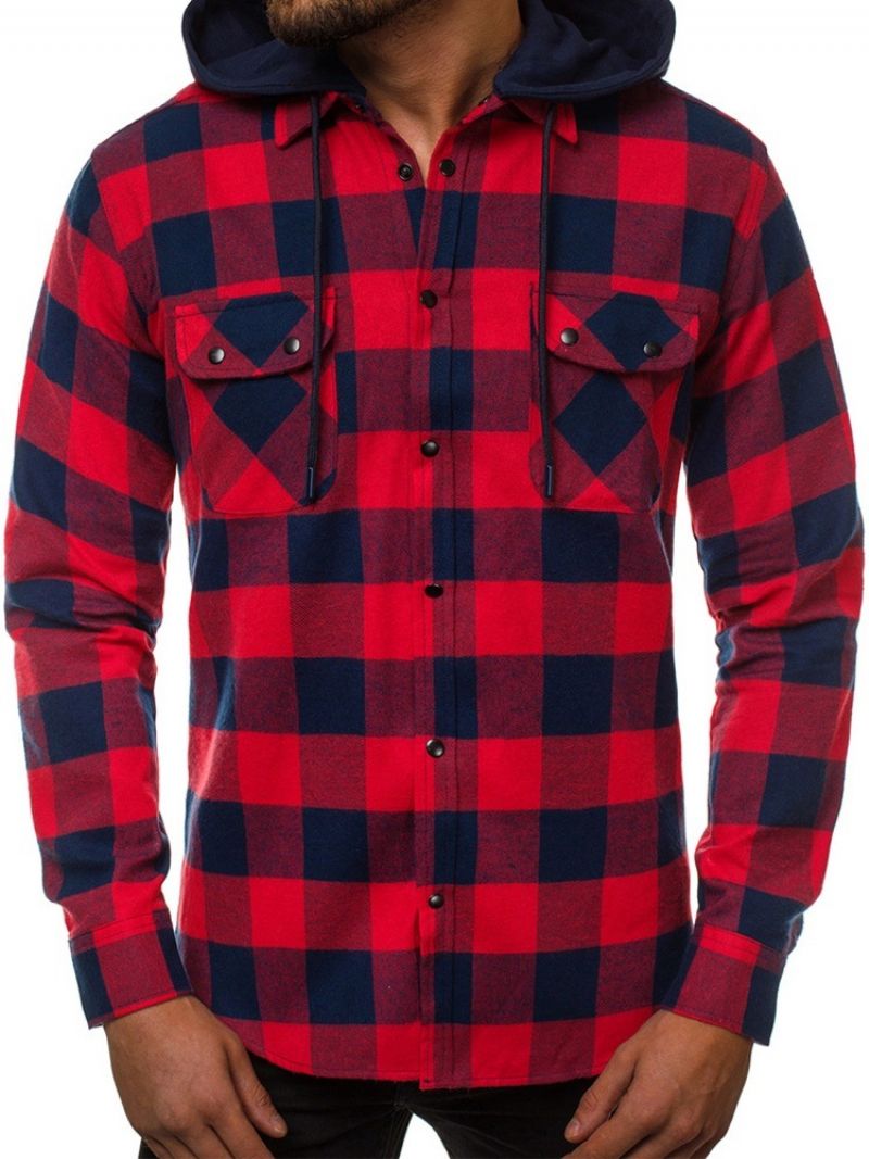 Plaid Pocket England Slim Single-Breasted Paita