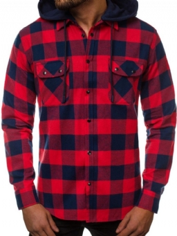 Plaid Pocket England Slim Single-Breasted Paita