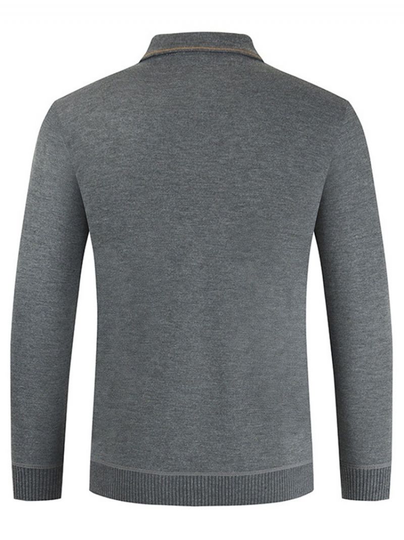 Pocket Polo Neck Ol Long Sleeve Pullover T-Paita