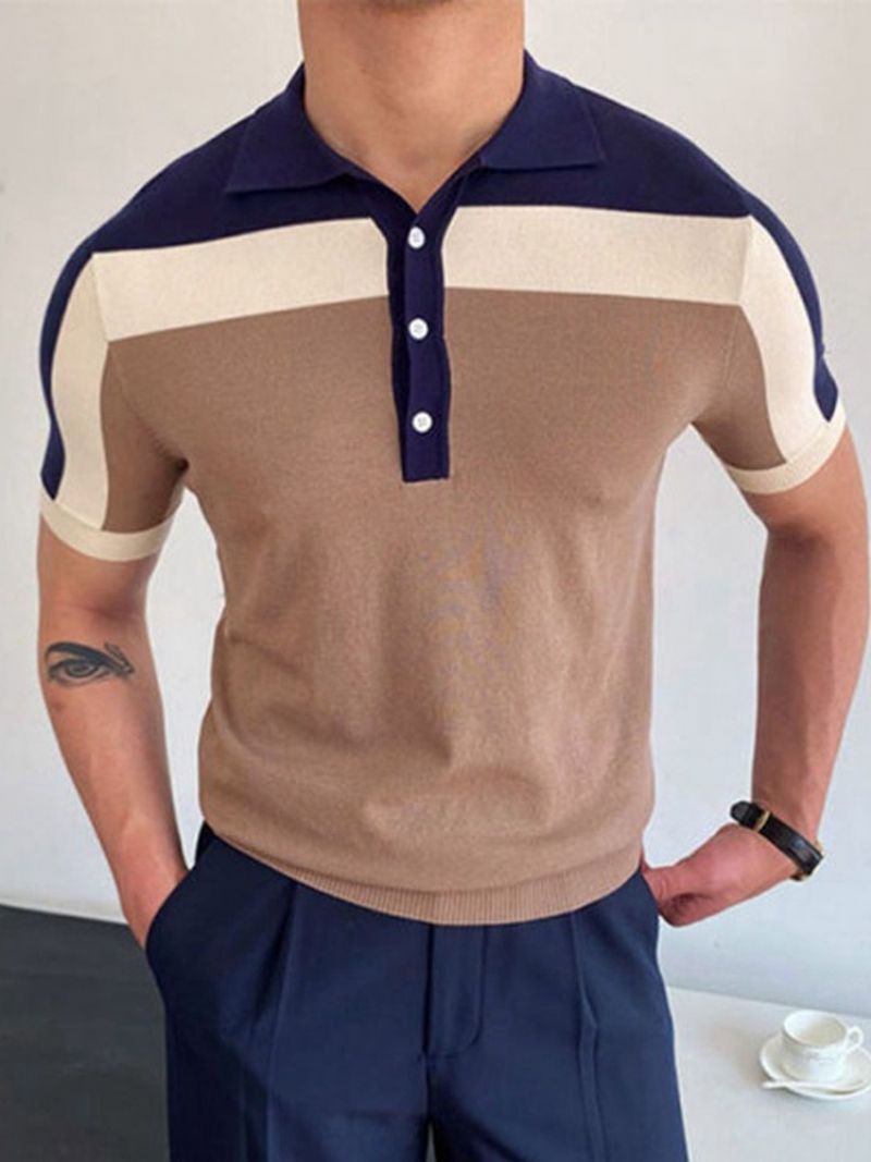 Polo Neck Color Block Casual Poolopaita