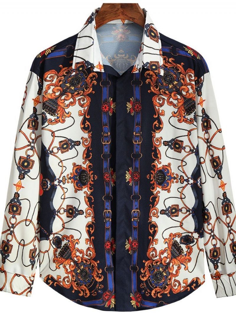 Print Lapel Slim Fall Casual Shirt