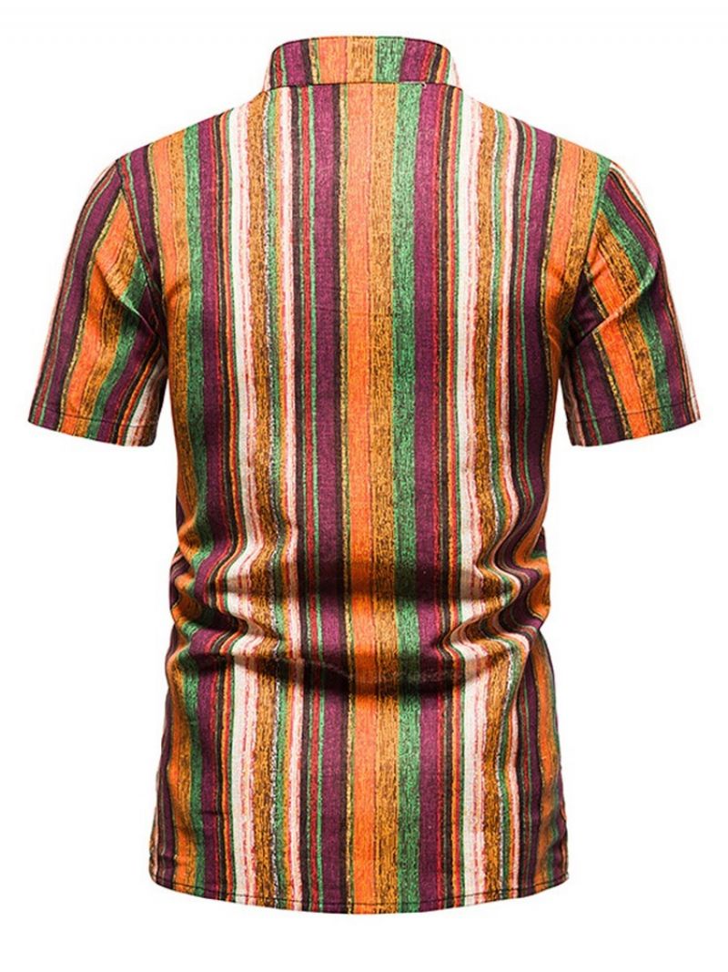 Print Stripe Stand Kaulus Straight Summer Shirt