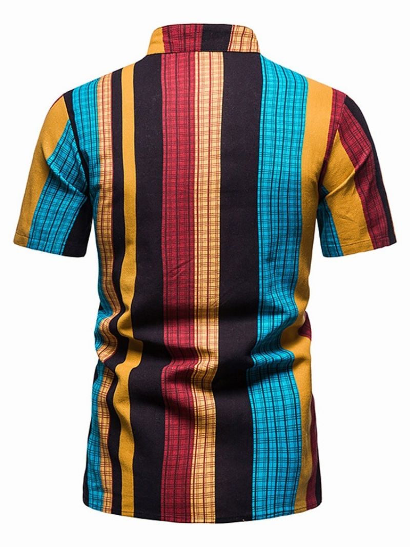 Print Stripe Stand Kaulus Straight Summer Shirt