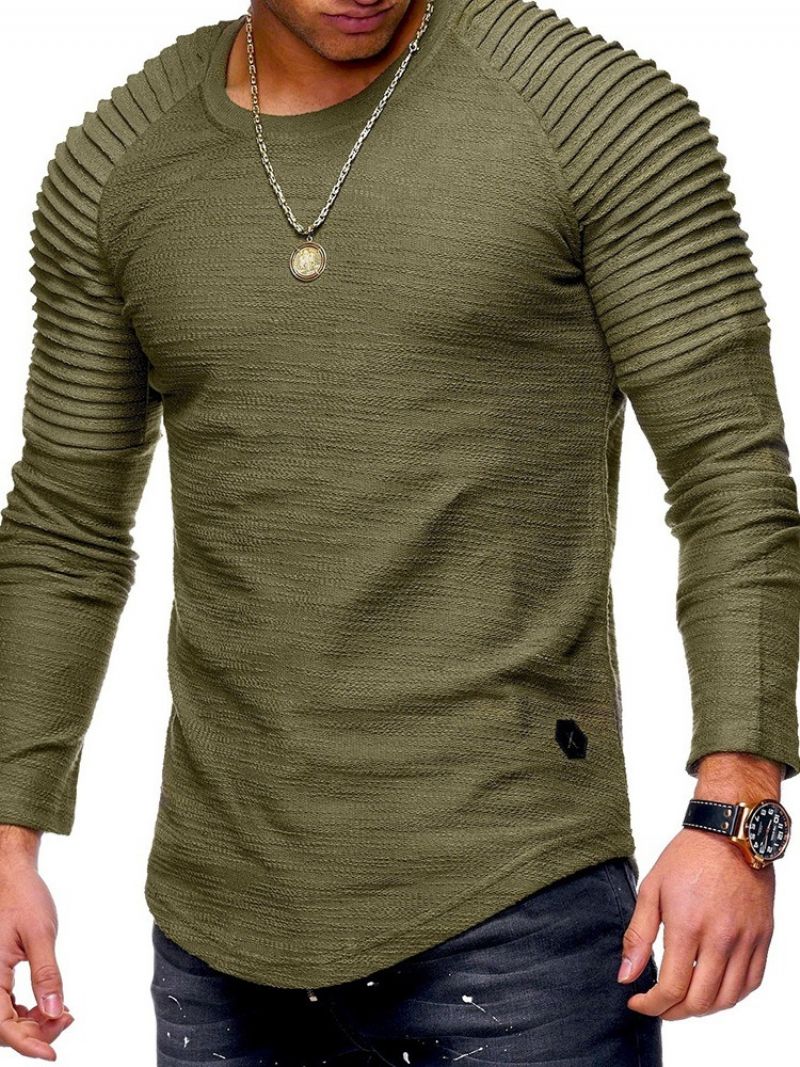 Pyöreäpääntie Casual Plain Pullover Rento Pitkähihainen T-Paita