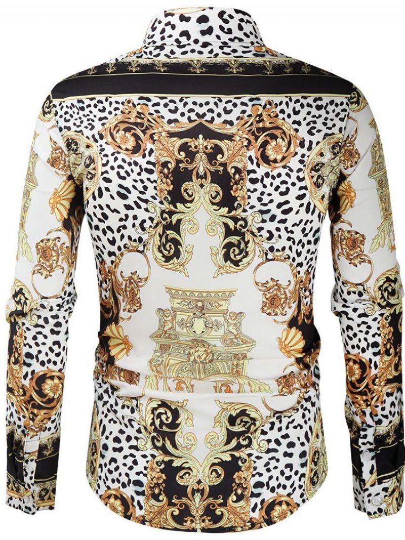 Tulosta Leopard Lapel Fall Slim Shirt