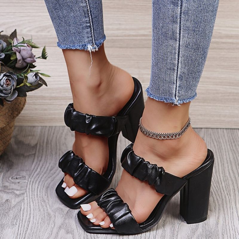 Slip-On Chunky Heel Toe Ring Western Naisten Tossut