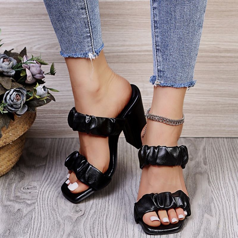 Slip-On Chunky Heel Toe Ring Western Naisten Tossut