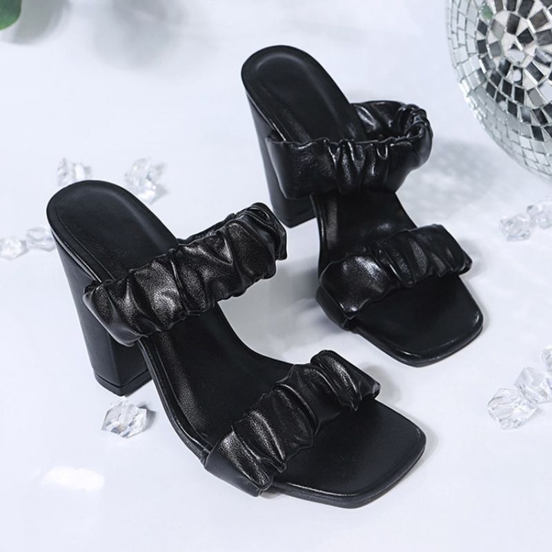 Slip-On Chunky Heel Toe Ring Western Naisten Tossut